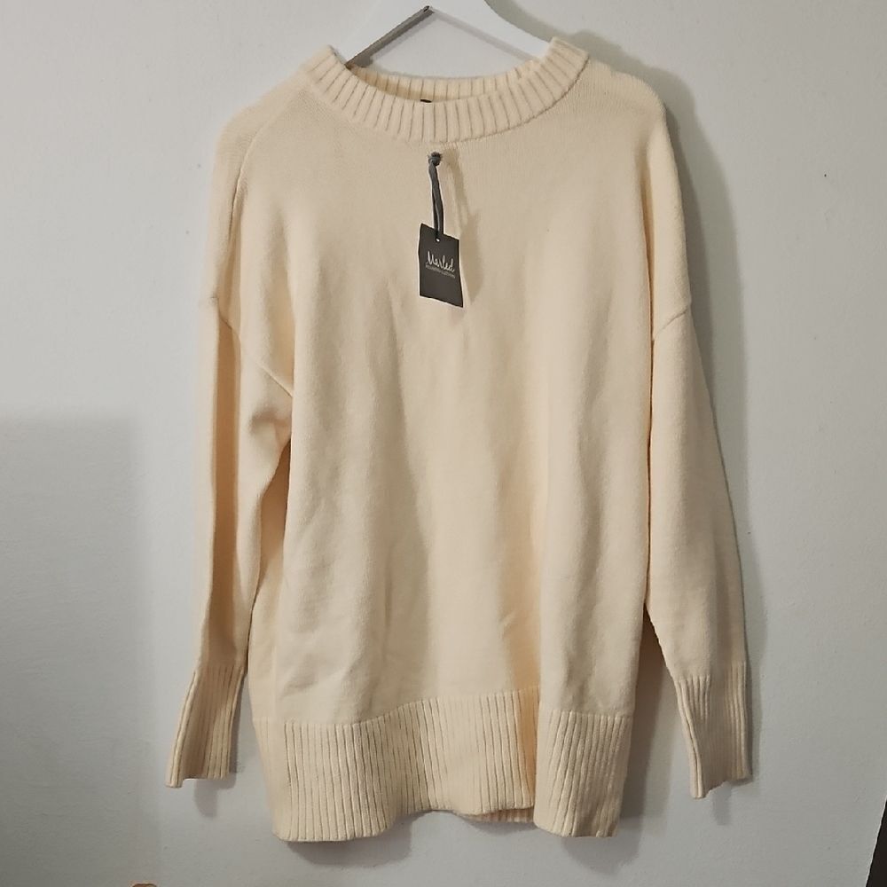 Marled Cream Women's Crew Neck Sweater